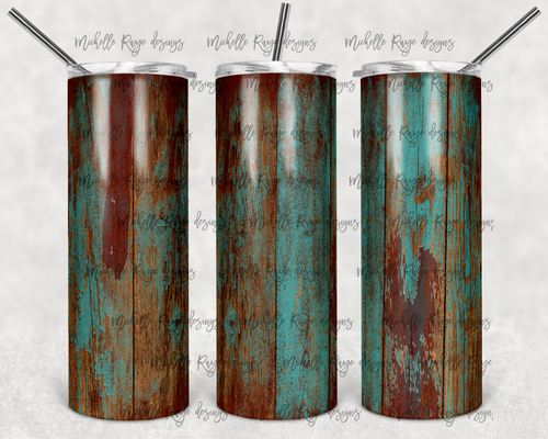 Rustic Teal and Burgundy Wood