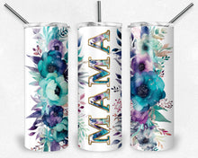 Load image into Gallery viewer, Teal and Purple Watercolor Flower Borders MAMA Design