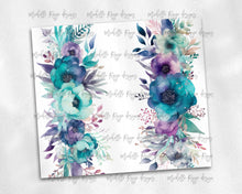 Load image into Gallery viewer, Teal and Purple Watercolor Floral with Blank Space Design