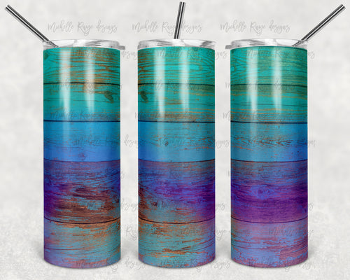 Purple and Teal Ombre Rustic Wood