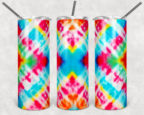 Tie Dye Geo Shapes Yellow Teal Pink Teal