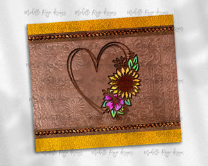 Tooled Leather Sunflower Heart