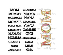 Load image into Gallery viewer, Transparent Flowers Blank with Mom and Grandmom PNG Overlays