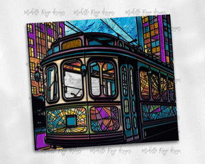 Trolley Streetcar Stained Glass