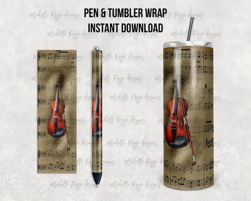 Vintage Violin and Sheet Music Combo