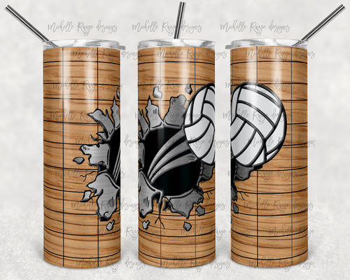 Volleyball Ball Bursting Through Net