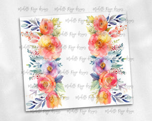 Orange Watercolor Floral with Blank Space Design