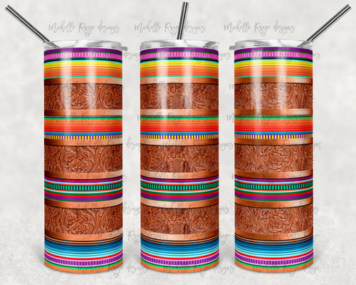 Western Tooled Leather Serape Stripes