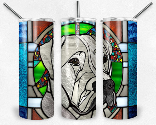 White Lab Dog Stained Glass