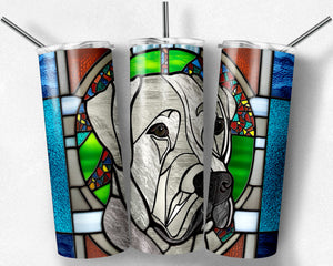 White Lab Dog Stained Glass