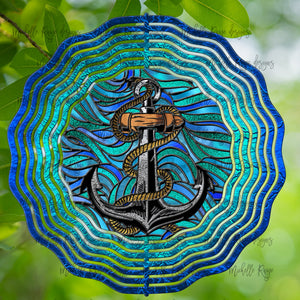 Anchor Wind Spinner stained Glass 10"