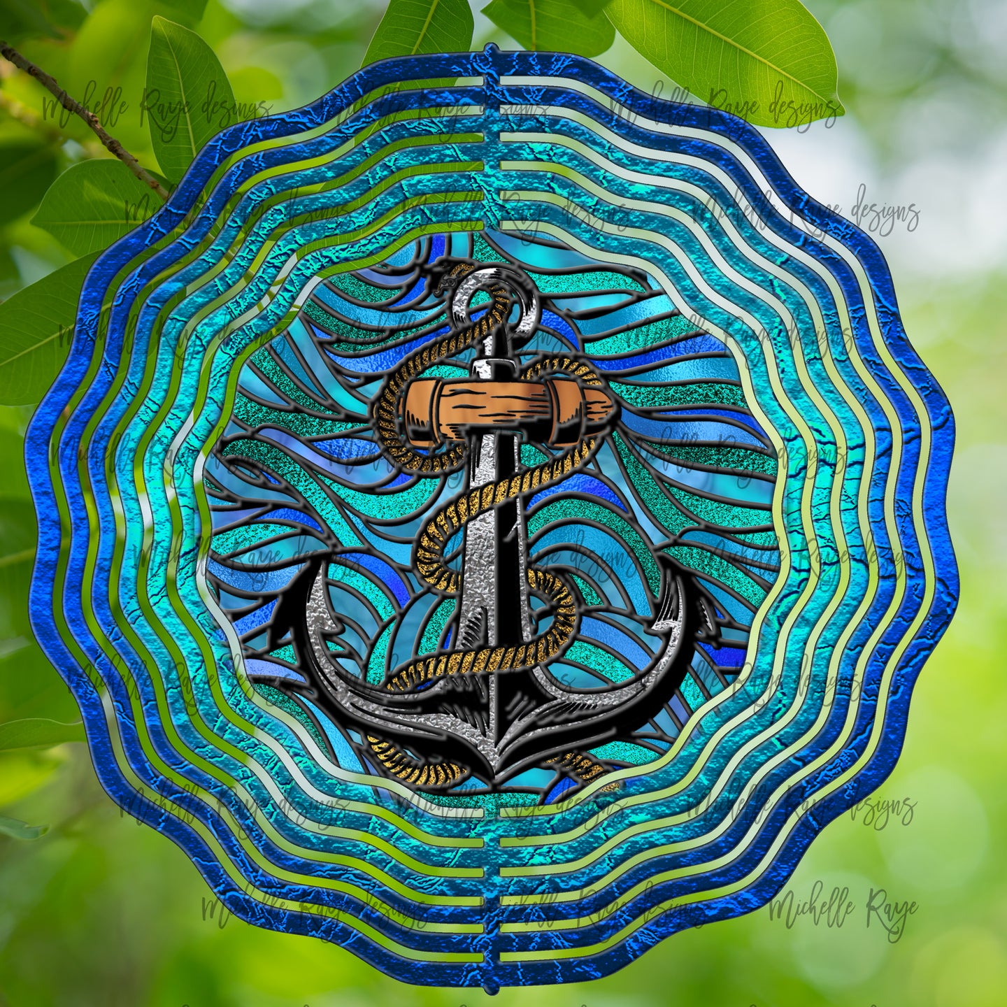 Anchor Wind Spinner stained Glass 10