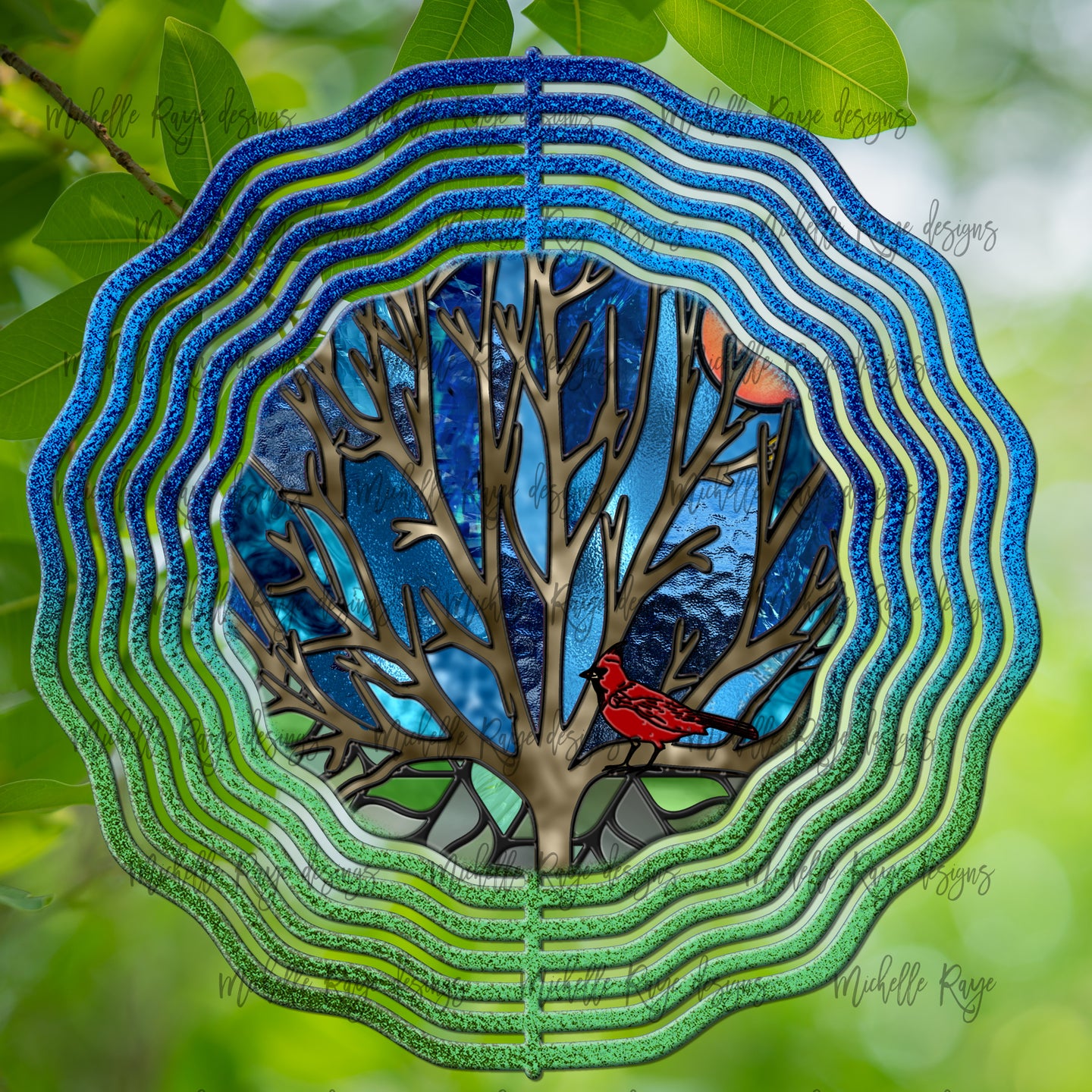 Cardinal Wind Spinner, Stained Glass 10