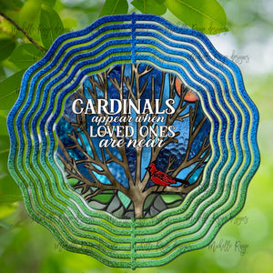 Cardinal Wind Spinner, Stained Glass 10"