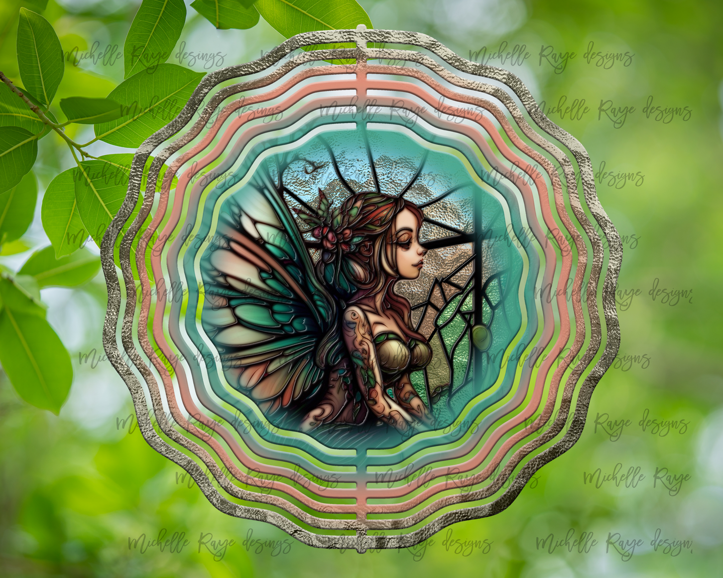 Fairy Stained Glass Design Wind Spinner