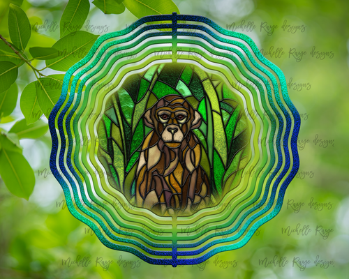 Monkey Stained Glass Design Wind Spinner