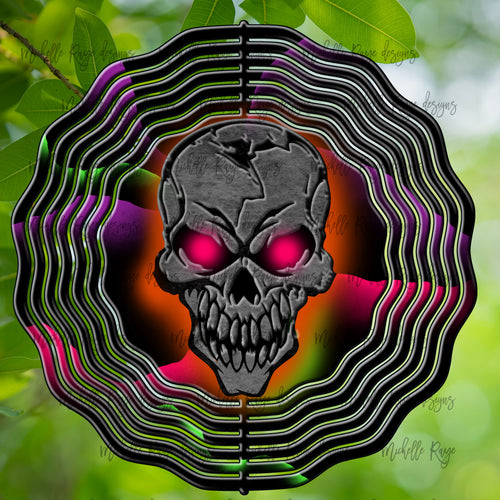 Neon Rainbow Skull Wind Spinner 10