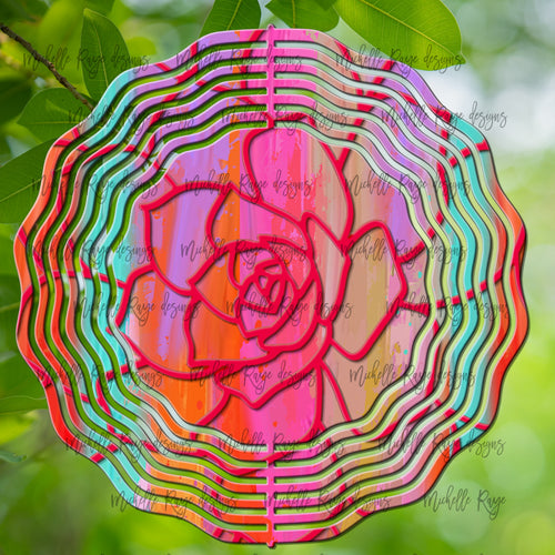 Bright Rainbow Flower Outline Wind Spinner 10