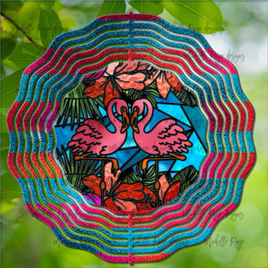Flamingo  Stained Glass Wind Spinner 10"