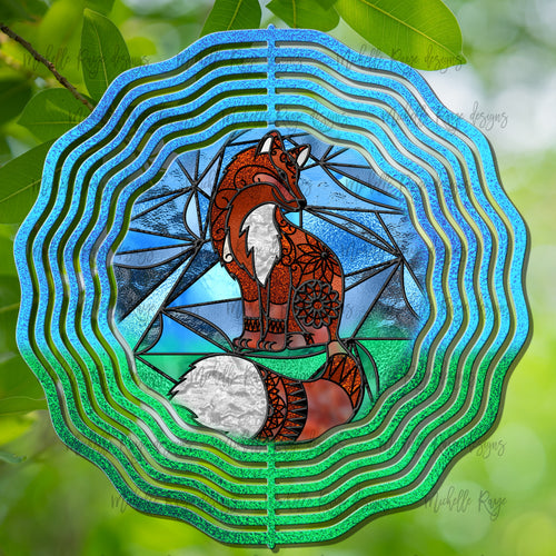 Fox Stained Glass Wind Spinner, Stained Glass 10