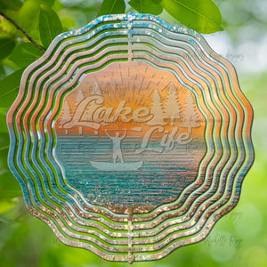 Lake Life Wind Spinner, Stained Glass 10"