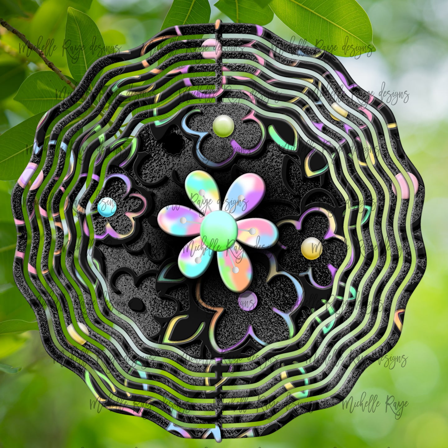 Pastel Rainbow Flower Peekaboo Wind Spinner 10