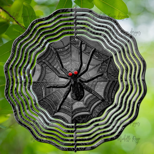 Spider Web Wind Spinner, Stained Glass 10