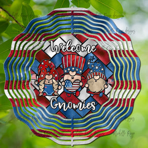 American Gnomes Wind Spinner, Stained Glass 10"