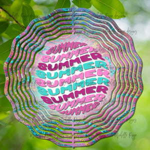 Pink and Teal Summer Wind Spinner 10"