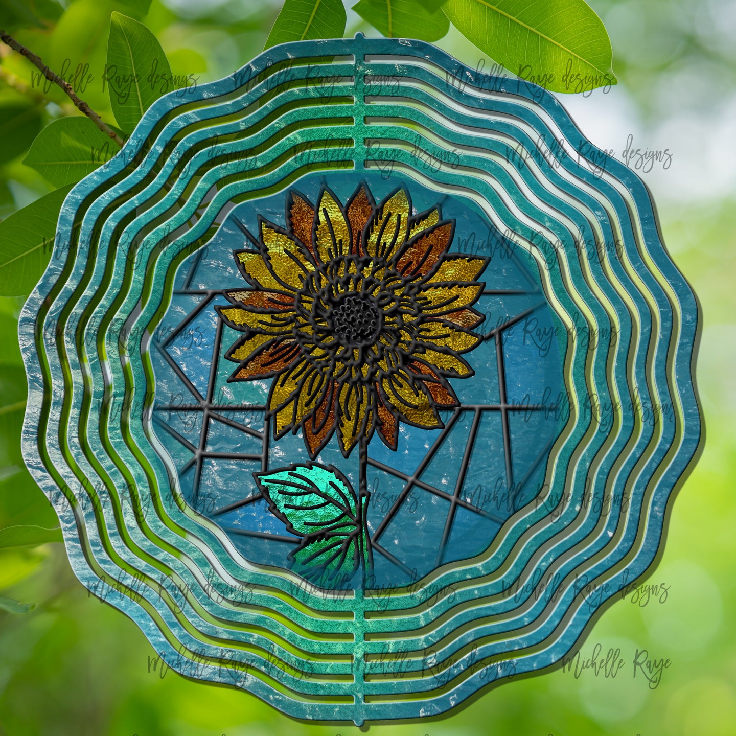 Sunflower Stained Glass Wind Spinner, Stained Glass 10