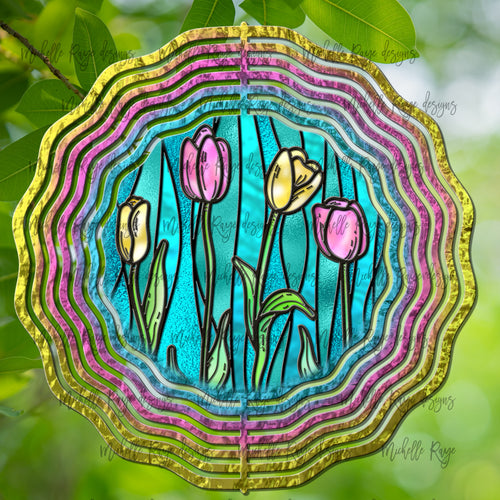 Tulips Wind Spinner, Stained Glass 10