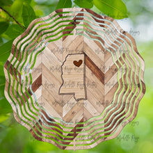 Load image into Gallery viewer, Wood Grain Mississippi Wind Spinner 10&quot;