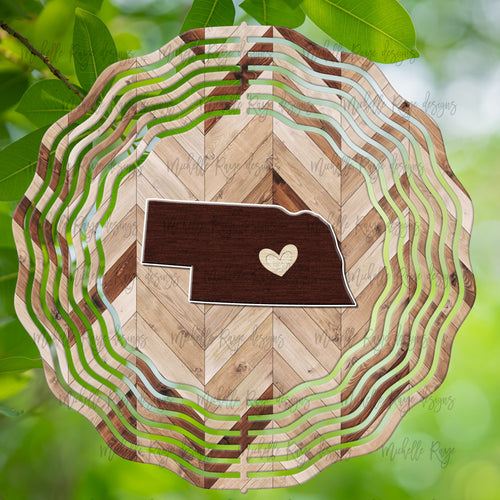 Wood Grain Nebraska Wind Spinner 10