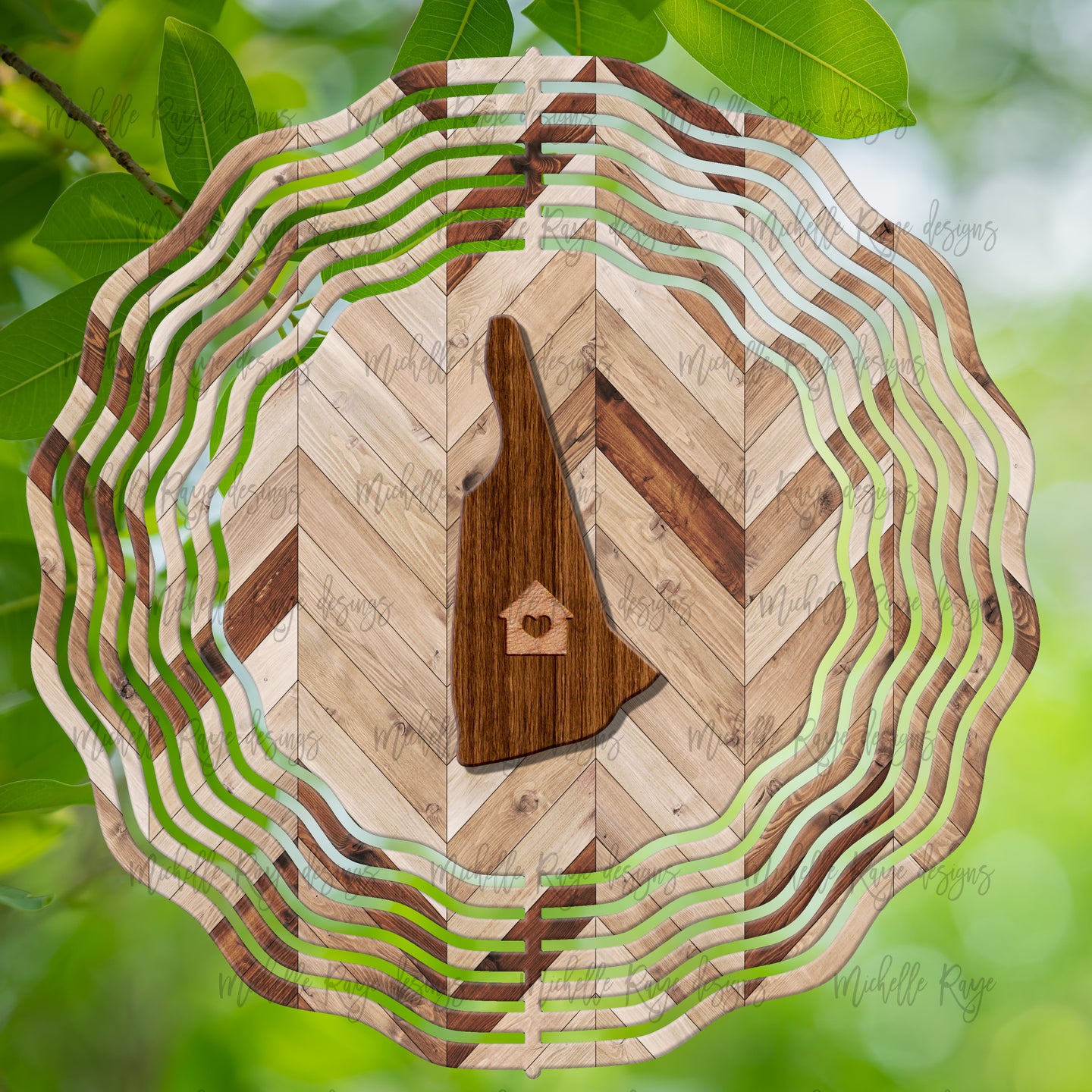Wood Grain New Hampshire Wind Spinner 10
