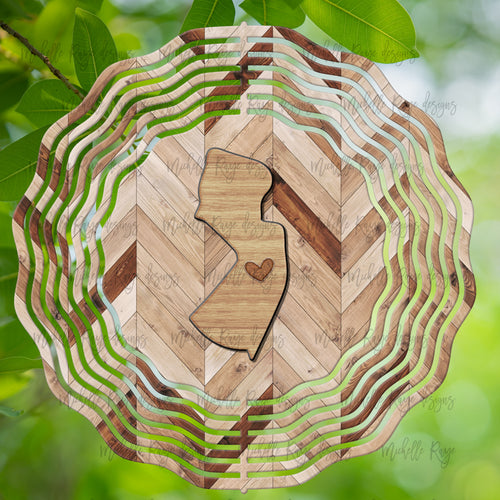 Wood Grain New Jersey Wind Spinner 10