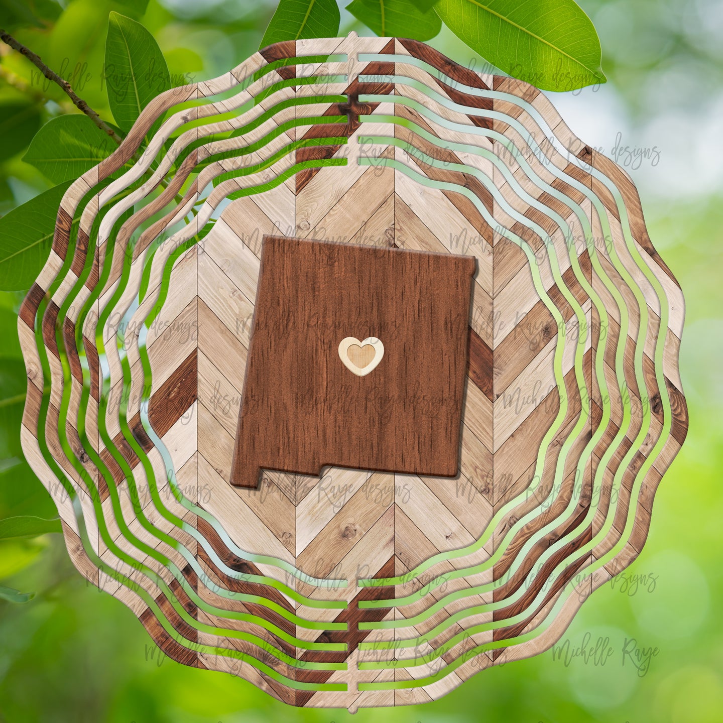 Wood Grain New Mexico Wind Spinner 10