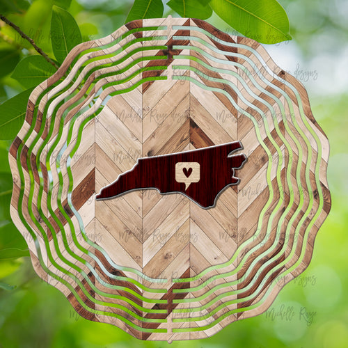Wood Grain North Carolina Wind Spinner 10