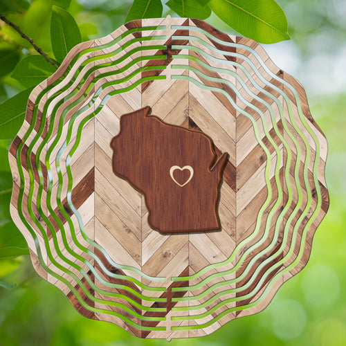 Wood Grain Wisconsin Wind Spinner 10
