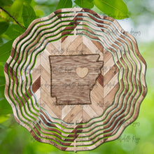 Load image into Gallery viewer, Wood Grain Arkansas Wind Spinner 10&quot;