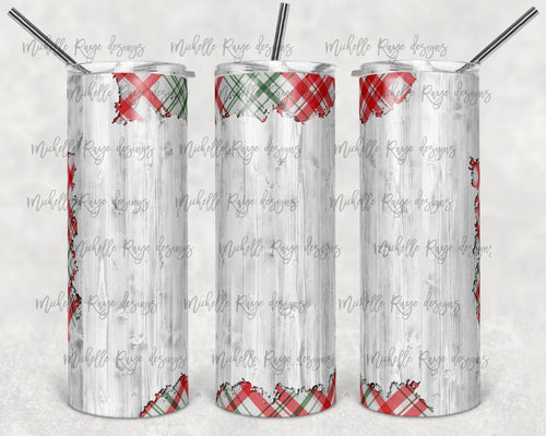 Wood Peek a Boo Green Red Plaid
