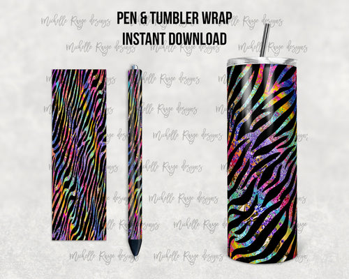 Glitter Rainbow Brush Strokes and Black Zebra Print Combo